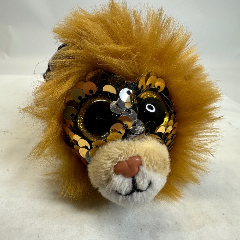Ty Teeny Tys Regal the Lion Gold Silver Reversible Sequin Plush Toy NWT